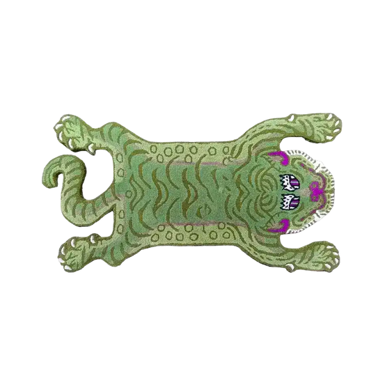 Green Tibetan Tiger Accent Wool Rug