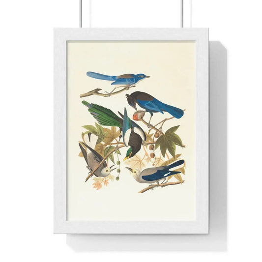 Vintage Blue Birds on Tree Branch Premium Framed Vertical Poster